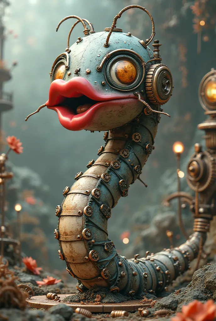 Mechanical game the worm with wide lips