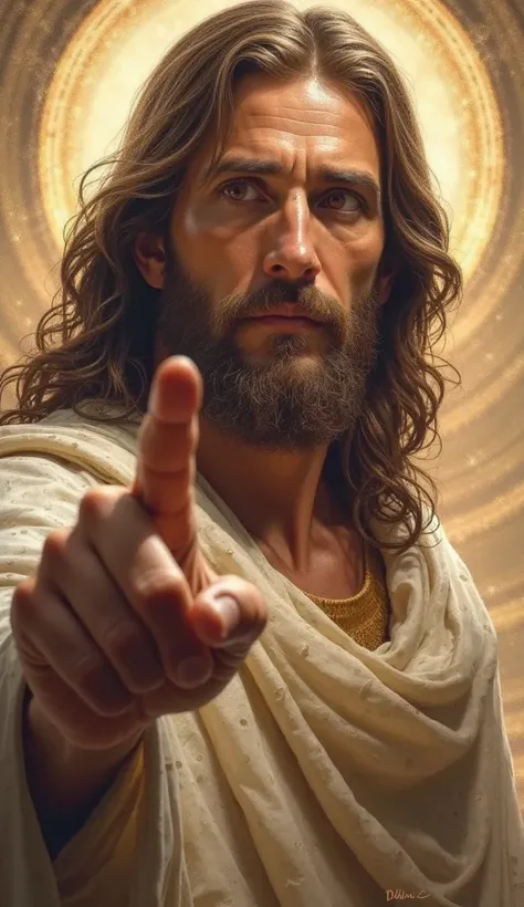 Jesus Christ Looking Forward with Finger Pointed Forward 