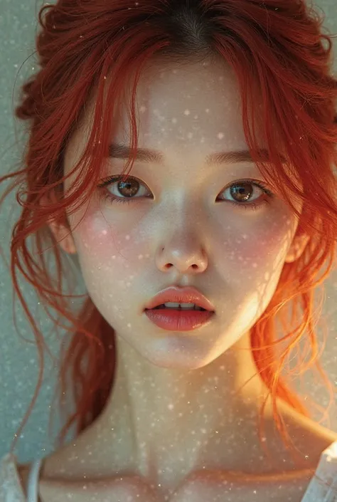 South Korean girl with red hair