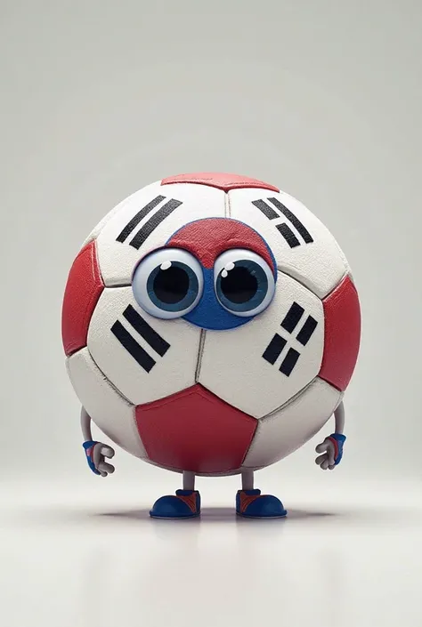 South Korea flag on a ball with eyes that is looking back 