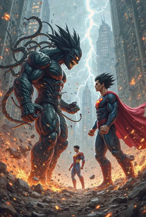 Goku x Venom VS Superman + vegeta