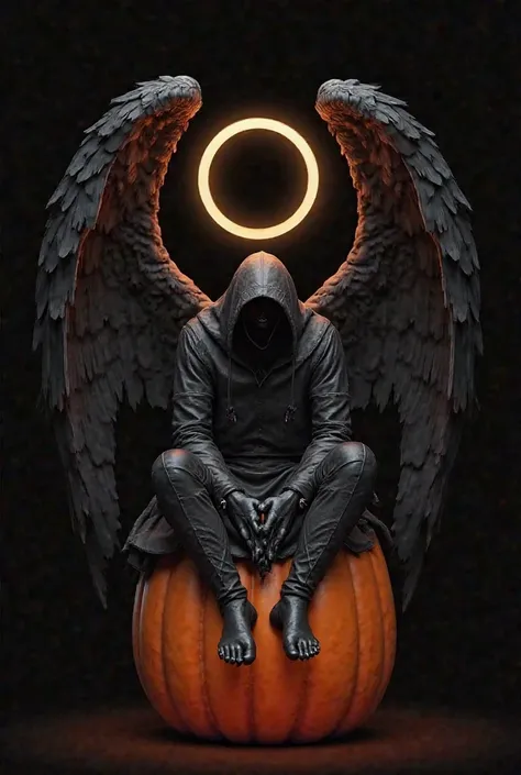 e, god of death
2
arafed image of a person sitting on a pumpkin with wings, digital art by Ren Bonian, zbrush central contest winner, digital art, the angel of death with a halo, portrait of the angel of death, the angel of death, beautiful male god of dea...