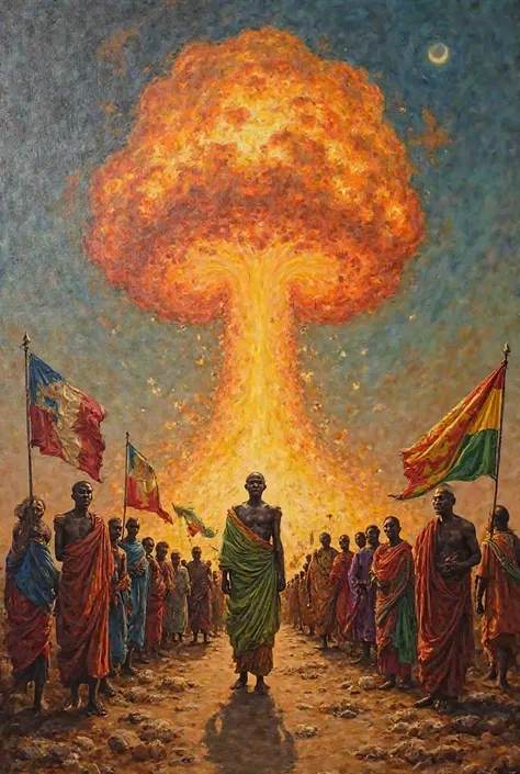 Great exotic nuclear Bombs in BURKINAFASO sorrounded by local villagers flags by Ibrahim Traore also there