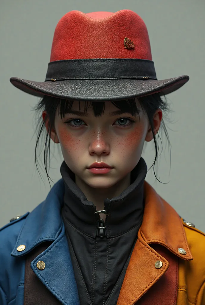 Character with bowler hat, That it is not fanciful and that it wears the colors red, blue, yellow and black, 