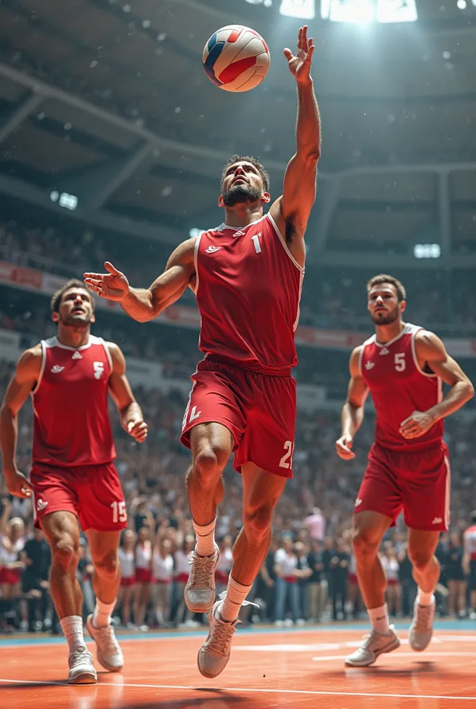 Build a men's volleyball team like the one in the image of the red team 