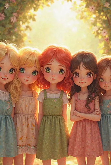 Are you little sisters, Three blondes one redhead and two brunettes. 