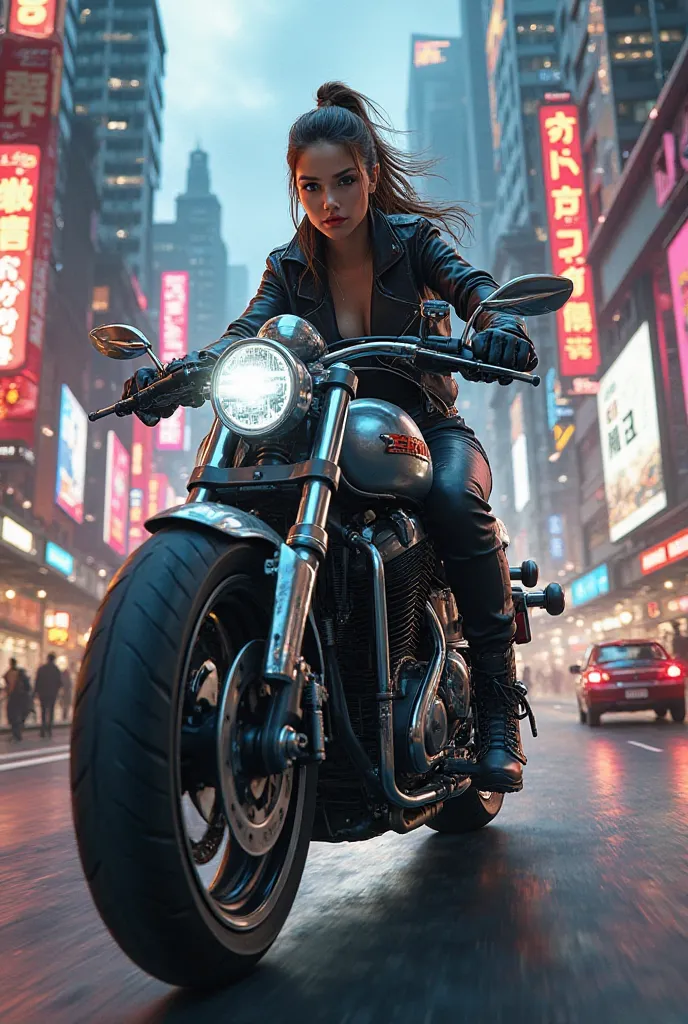 A girl on a motorbike