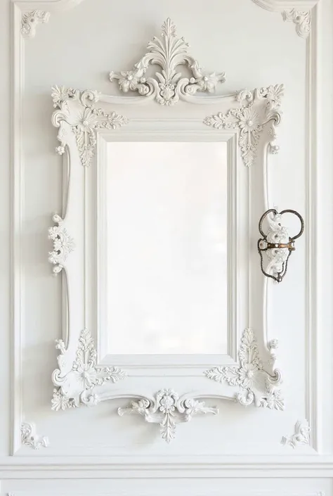 White french wall with beautiful frame and lamp holder