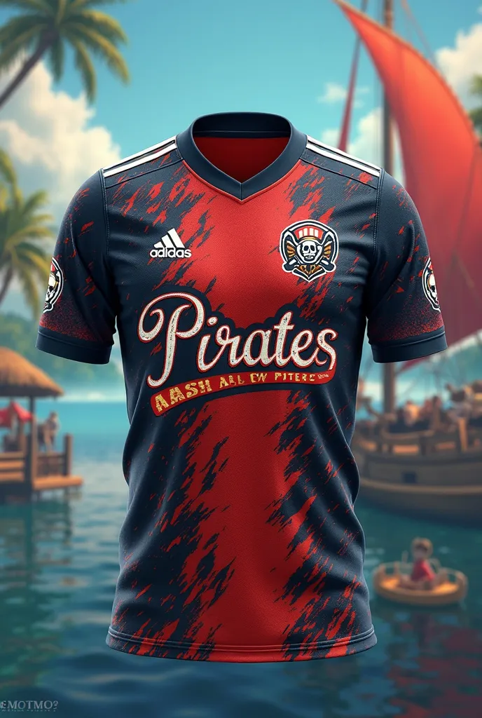 A picture of a football shirt with the name of the pirates written on it