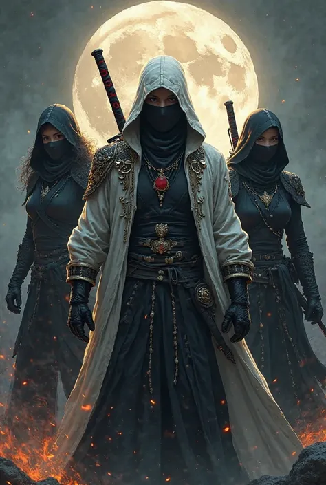 El Líder Supremo del Clan stop y Sus Dos Guardianas Ninja
Bajo la luz resplandeciente de la luna llena, three figures emerge from the shadows, shrouded in mystery and power. in the center, el líder supremo del clan stop, an imposing and lethal presence. On...