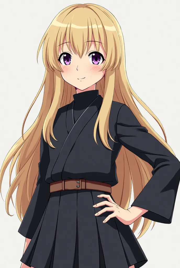 Screenshot of Jujutsu Kaisen
Girl with long blond hair, one purple eye and the other navy blue eye, black jujutsu kaisen uniform that has a turtleneck and that the top part reaches the waist and the lower part that is black and that is a short skirt that i...