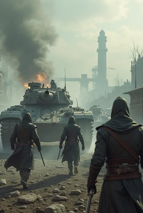 Assassin's Creed World War II German combat tanks smoletes. 
