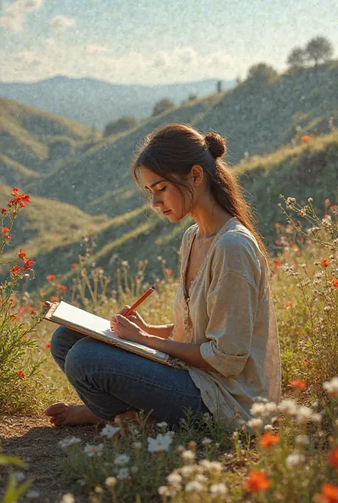 Woman drawing in California 