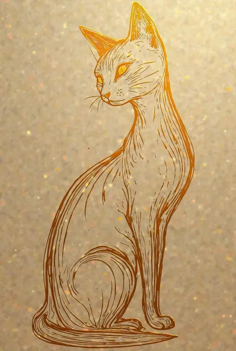 Cute cat outline in gold color