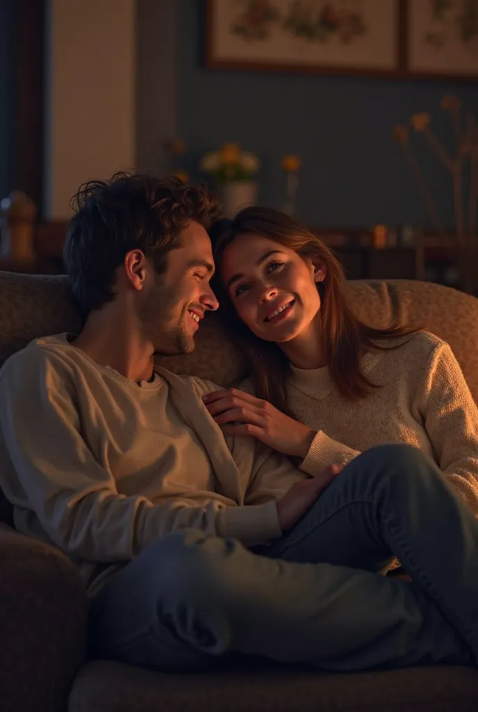 Wrote me a prompt in which on one boy and one girl are watching movies the girls his head on the shoulder of the boy and they're enjoy their movies they are in their 20 smiling and loving each other
