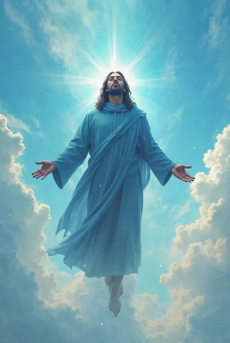  Jesus christ wearing a blue hoodie and he's ascending to the sky