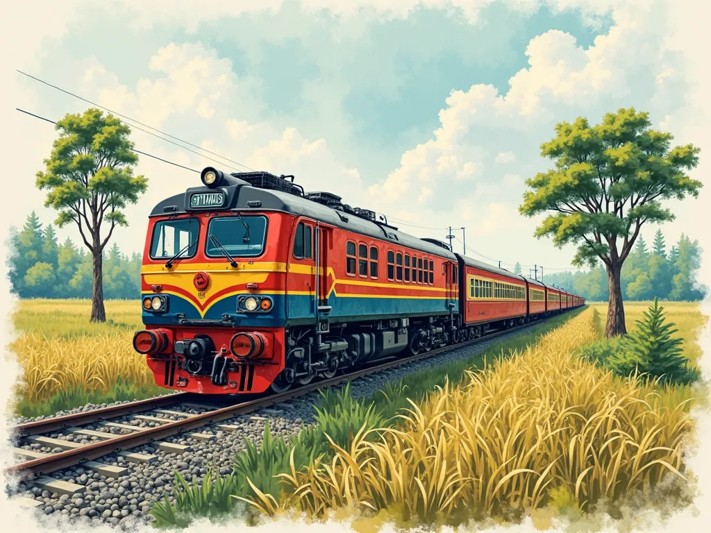 Bangladeshi Train in nature drawing 