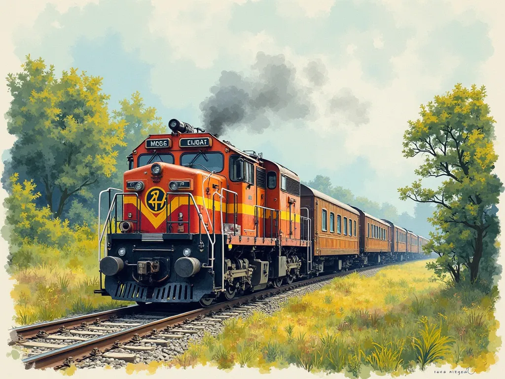 Bangladeshi Train in nature drawing 