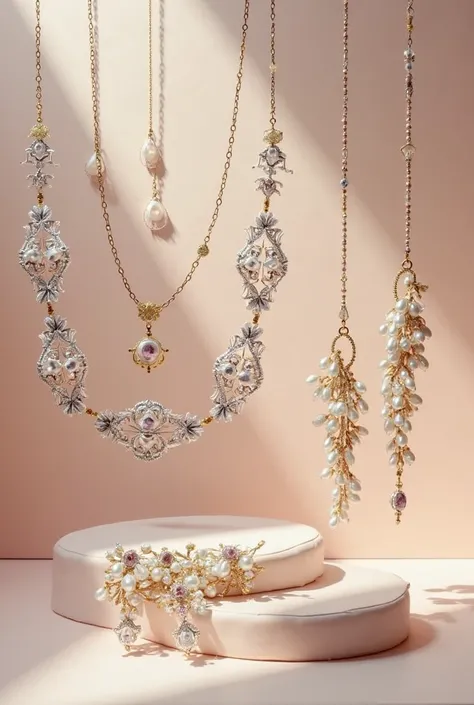 Elegant necklaces and earrings .. Perla rococo