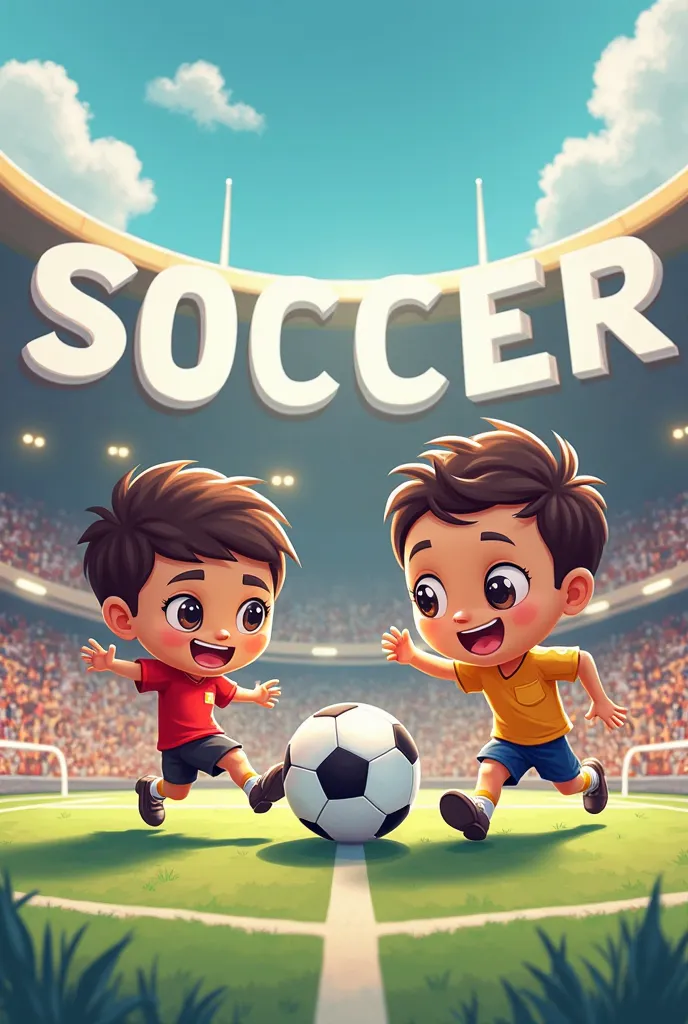 Chibi soccer players on capital letters 