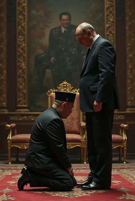 Kim Jong Un kissing Vladimir Putin's feet