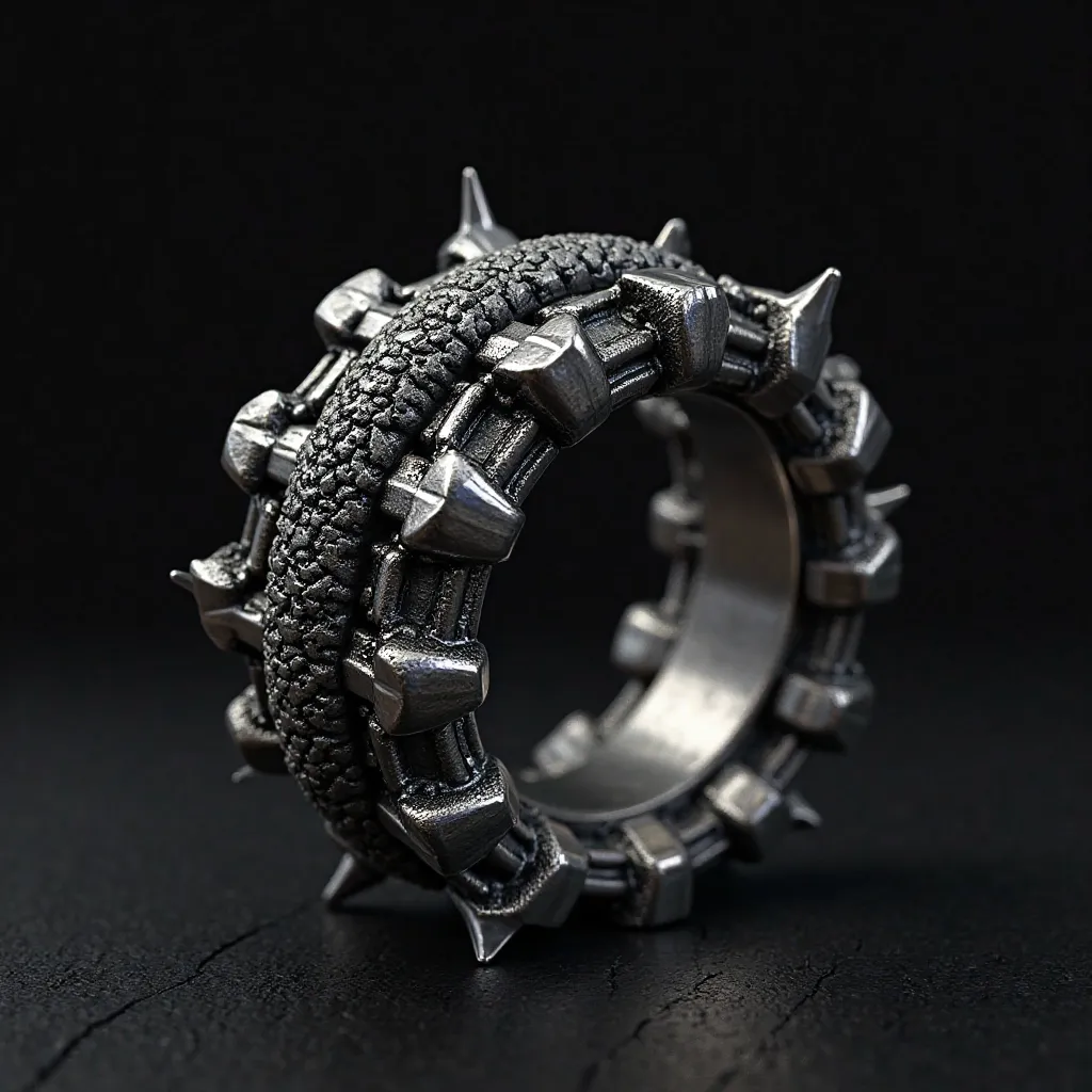 Generate a three-dimensional image of a ring, That represents the musical genre Rock