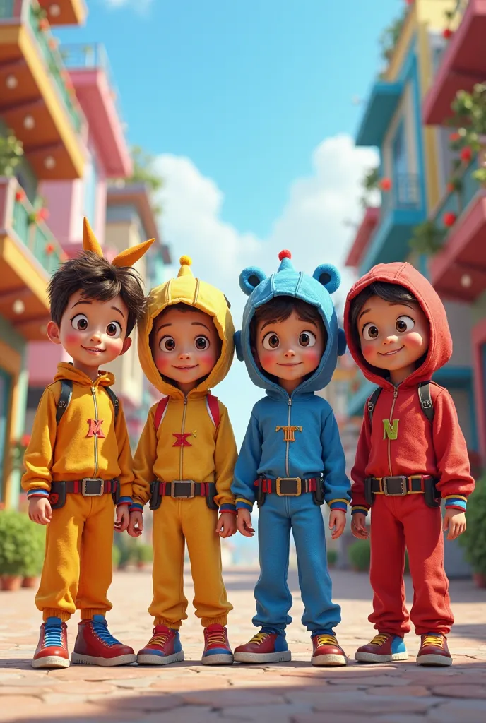 4 boy dressed as B.IN.G in animated 