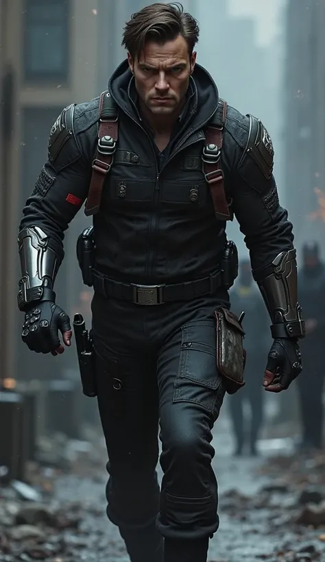 Marvel's Bucky Barnes with his costume walking toward the camera