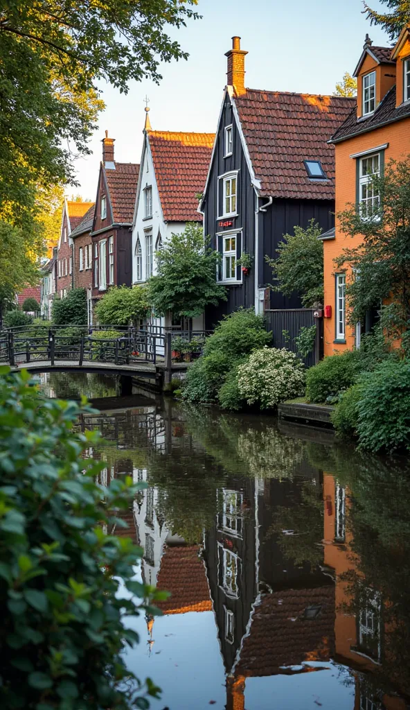 Hgraphic elements, Dynamic Light, Cinematics, HDR, UHD, professional PHOTOGRAPH OF:”
Charming Dutch Houses
"Create a serene scene showcasing the traditional wooden houses of Zaanse Schans. Emphasize the intricate architecture and colorful facades, surround...