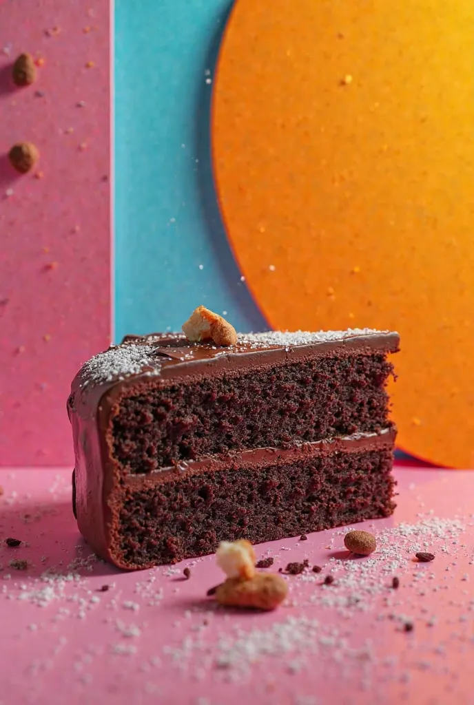 Chocolate cake simple piece style 80s