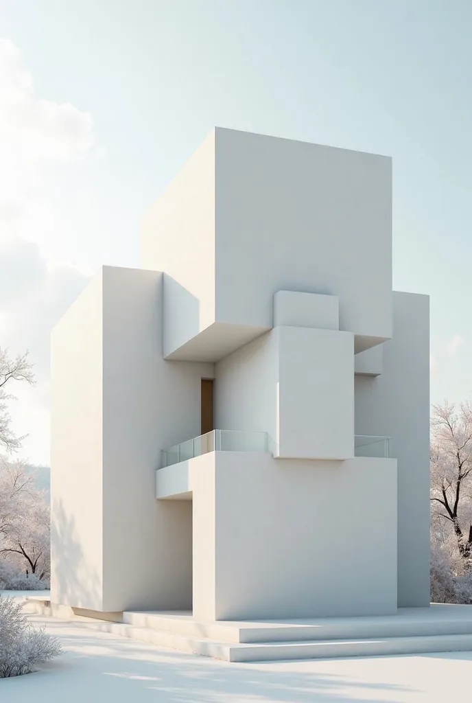 Image of a minimalist building built with 7 cubes only 7 no more