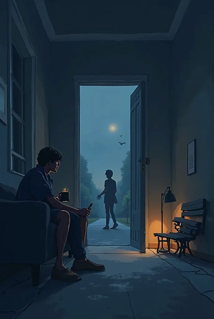 Here are MidJourney prompts to create animated visual scenes for the sad love story “Fading Echoes,” capturing the emotional depth of heartbreak, loss, and eventual letting go:

---

### 1. **The First Empty Moment After the Breakup:**
   *"A dimly lit liv...