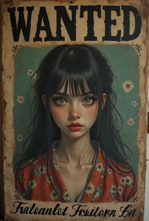 ((Highest quality)), ((masterpiece)), (detailed), One girl, Sexy Old Wanted Poster, Woman in yukata, Halloween elements, Creepy, dim, old, antique, Realism, Genre painting, hasselblad, Eye-Level Shot, framed, out of frame, depth of field, Surrealism, uhd, ...