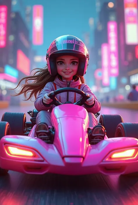 Girl in a pink go-kart