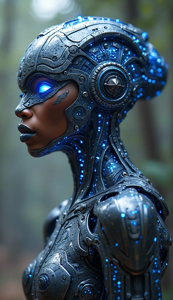 "From the merging of Shuri’s genius and Nebula’s cybernetic enhancements, a breathtaking hybrid creature is born, one that embodies the full scope of Shuri’s brilliant technological prowess and the raw power of Nebula’s mechanical body. This new being stan...