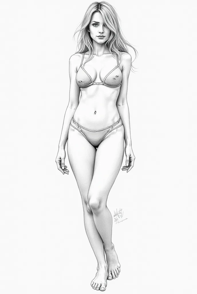 Draw a naked chick without panties with legs spread and without a bra with bare tits size 3 