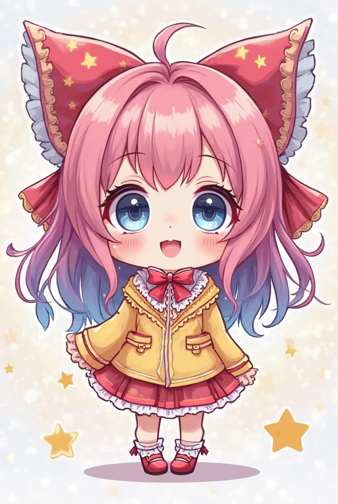 super cute, cute, kawaii, very cute, Minnoş, sweetness sister, big bright eyes, very cute, cute or cute, colorfully dressed with colorful hair with colorful eyes, hyper realistic chibi is an anime girl, wearing pi number themed things special for pi day.