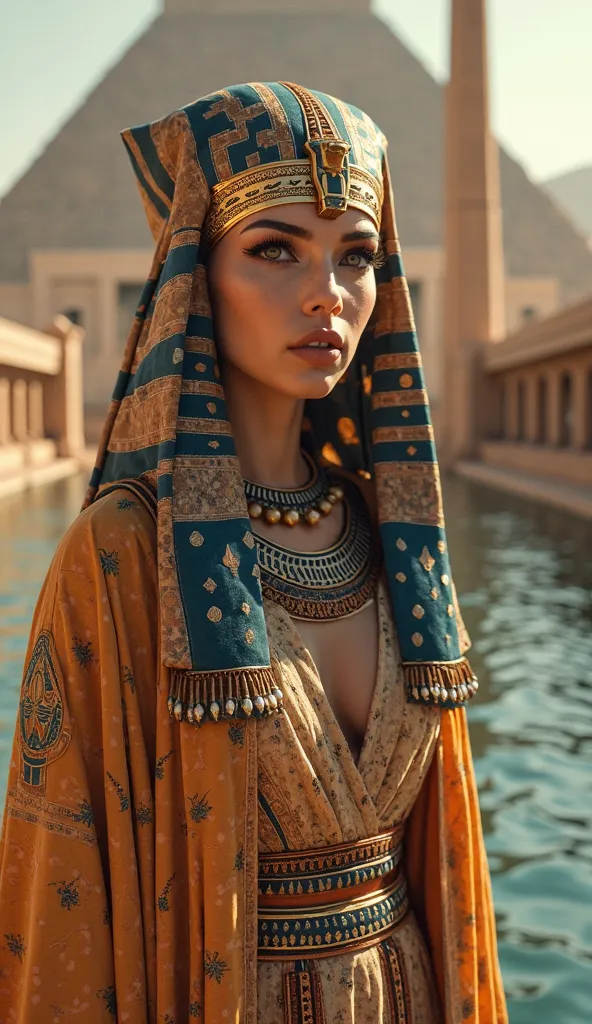 Egyptians wearing makeup and with outlined eyes in ancient Egypt,  ultra real and professional images