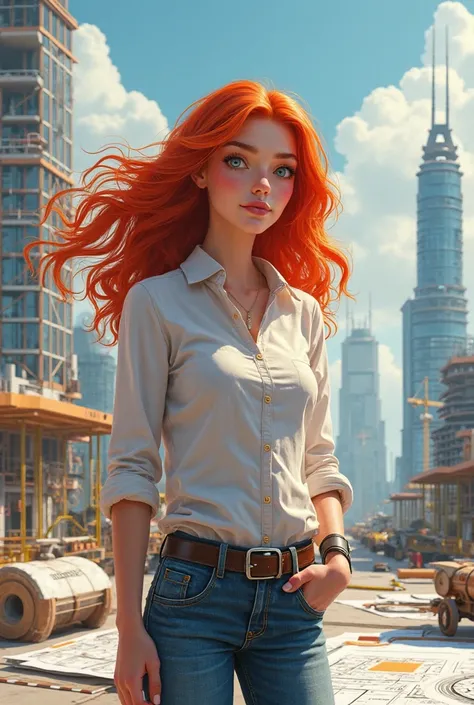 Create a red-haired girl architect 