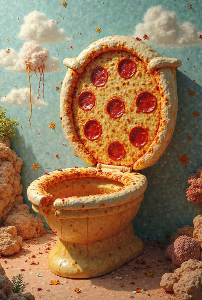 Giant pizza shaped like a Skibidi toilet