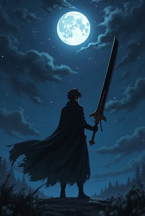 Do Yami from Black Clover looking at the Moon with the sword giving off a black aura