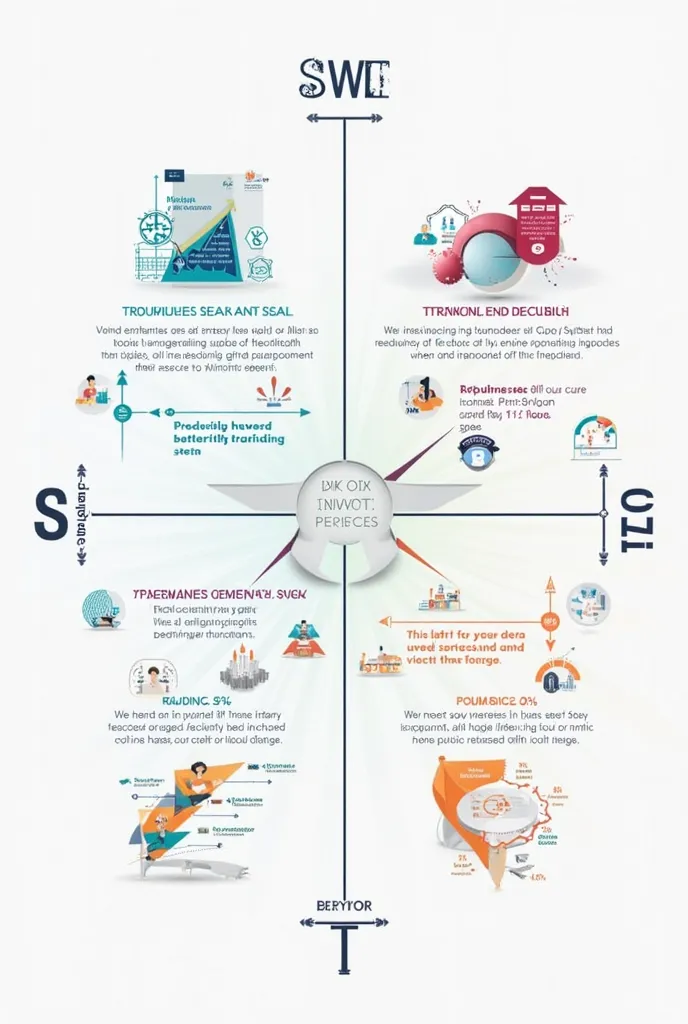 Create a swot for me where there are percentages, The meaning of the letters of swot. 