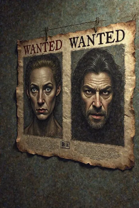 Close-ups of their wanted posters—one looking scared, the other defiant.