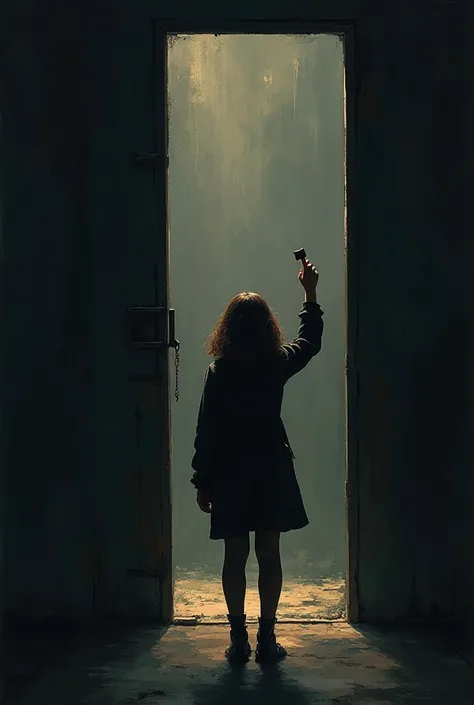 A Person Standing in Front of a Locked Door with a Key in Hand*: A person standing in front of a locked door with a key in hand, representing the singer's ability to unlock their own in artistic style