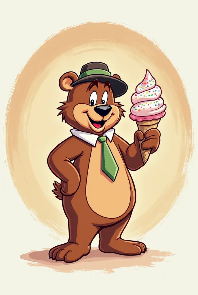 Yogi bear in a circle showing ice cream