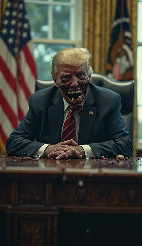 Trump is a zombie in the Oval Office of the White House 