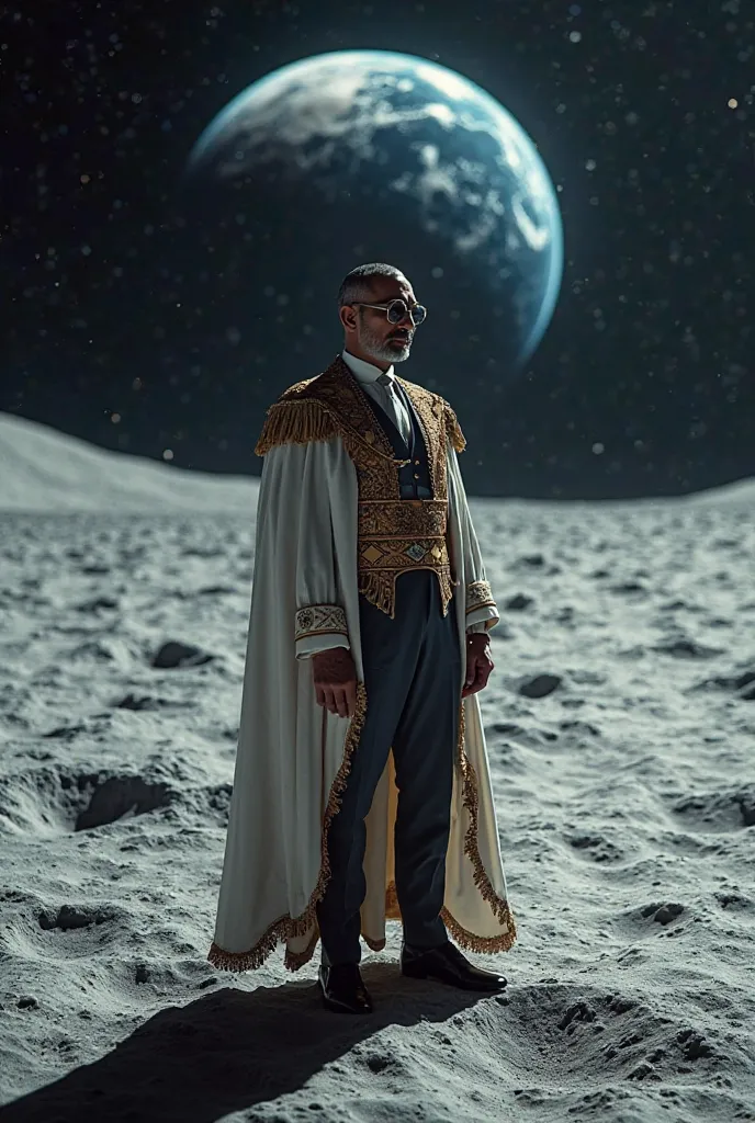 Please design a picture of Mohammed VI on the moon 