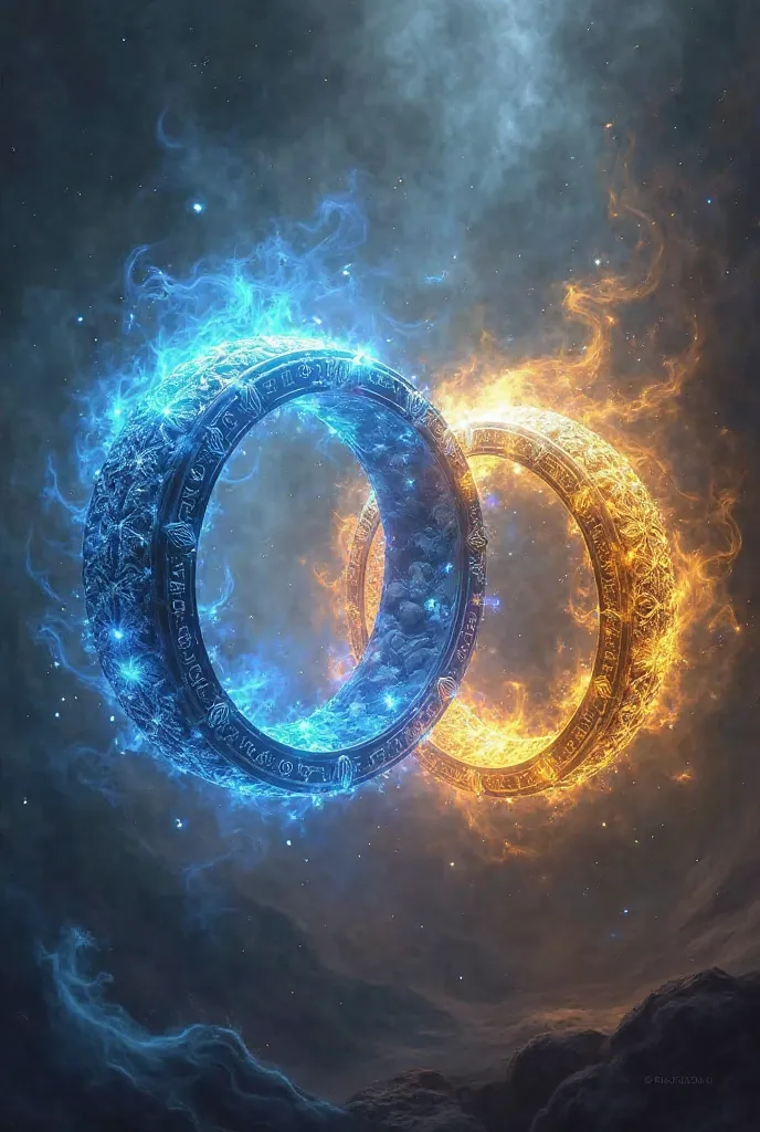 Powerful blue ring and powerful gold ring