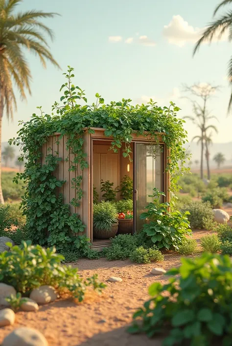 A picture of home farming inside a box in Yemen with this text written on the picture (Home farming)