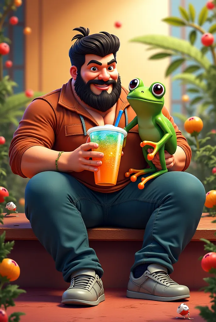 Dwayne and frog boba tea look a oren and pinki sprunki